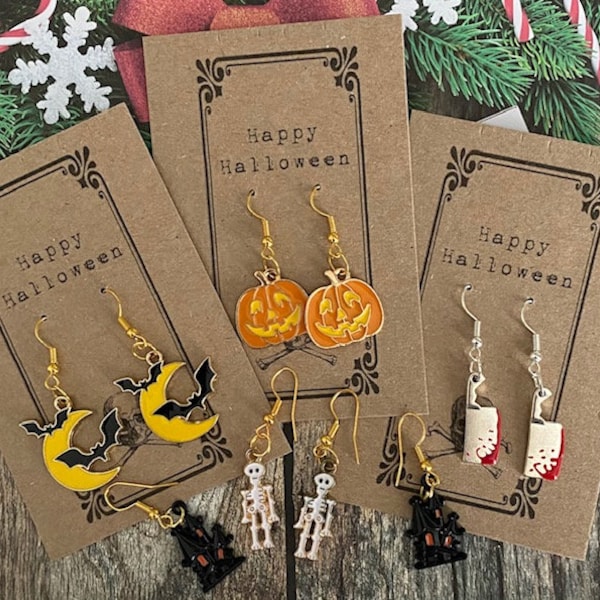 Halloween Earrings Halloween Jewelry, Halloween, Halloween Gift, Skull Earrings, Pumpkin Earrings, Halloween Party, Halloween Ghost