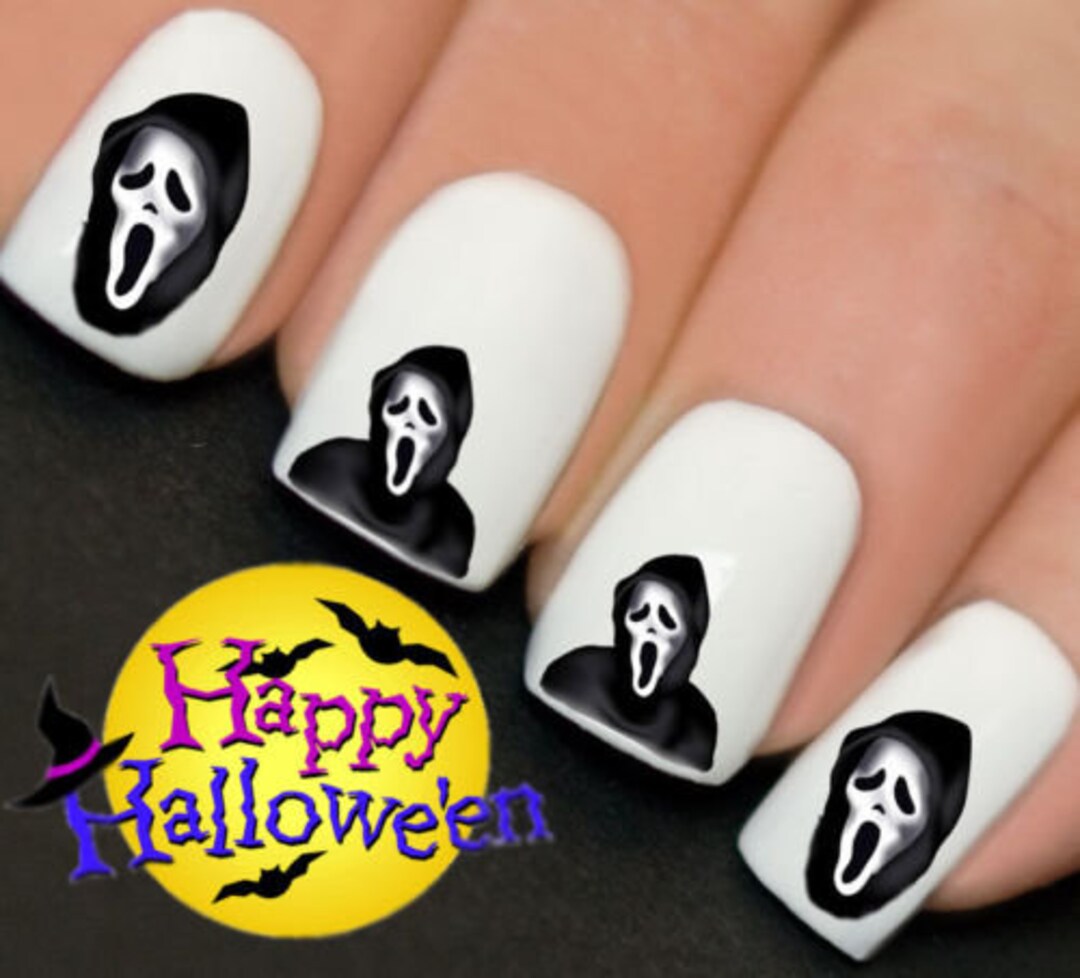 Grim Reaper Spooky Halloween Nails Nail Art Water Transfer - Etsy