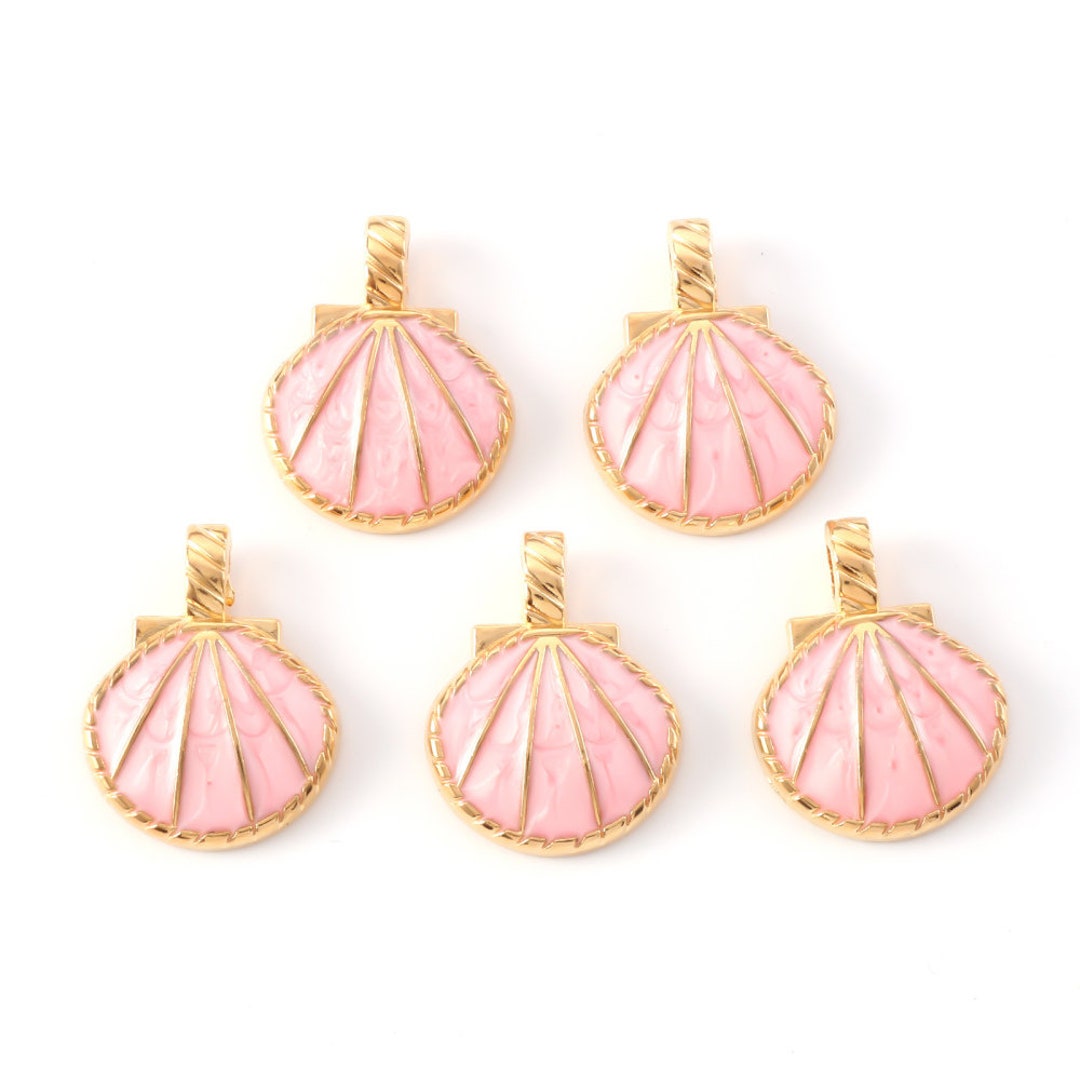 Oyster Shells Pink and Gold Charms - 1/5/10 Packs Seashells Shell ...