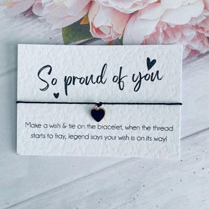 BULK - So Proud of You Wish Card - Congratulations Bracelet - Exam Pass Gift - Exams University Graduation Card WHT