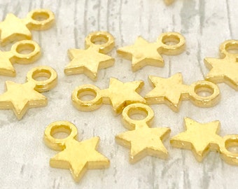 Pack Gold Star Charms Shiny Tibetan Charm for Jewellery Making Beads