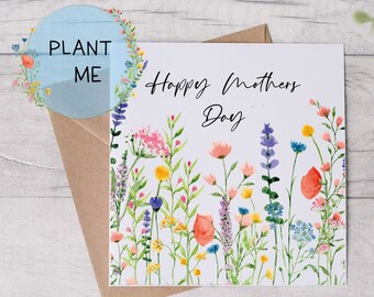 Mothers Day Seed Card - Seeded Wildflower Card - Plantable Seed Card  - Mothers Day Gardening Gift - Eco Bee Friendly