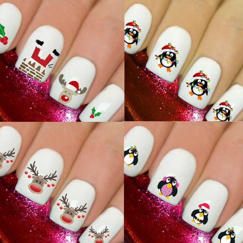 Christmas Nail Nails Art Water Transfer Decal Wraps