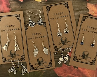 Silver Plated Halloween Earrings – Spooky Charms, Hypoallergenic Hooks