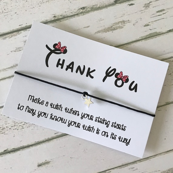 Wish String Bracelet Thank You Wedding Disney Font Birthday Favour Card A133 Kraft