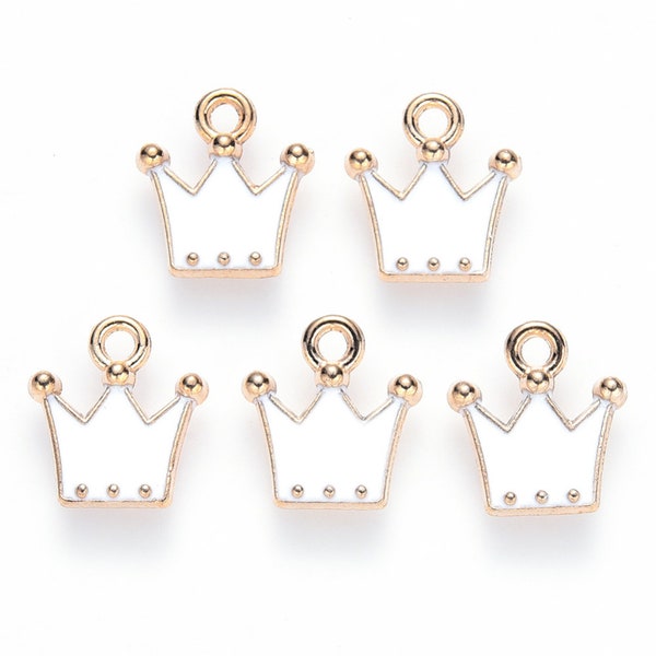 10/20 White Gold Crown Charms - White Crown Charms - 12mm 2 mm gat Gold Crown Charm Kralen, Sieraden Maken Armbanden Oorbellen Hangers