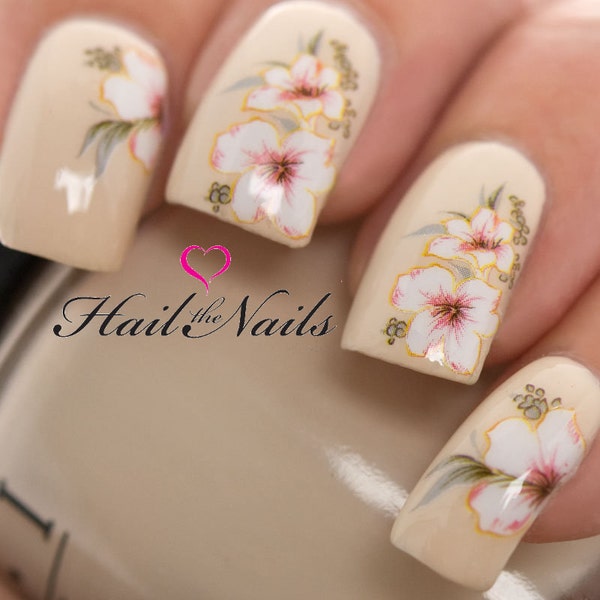 White Lily Nail Art Wraps Water TransfersNails  Decals Y829 Salon Quality Bridal