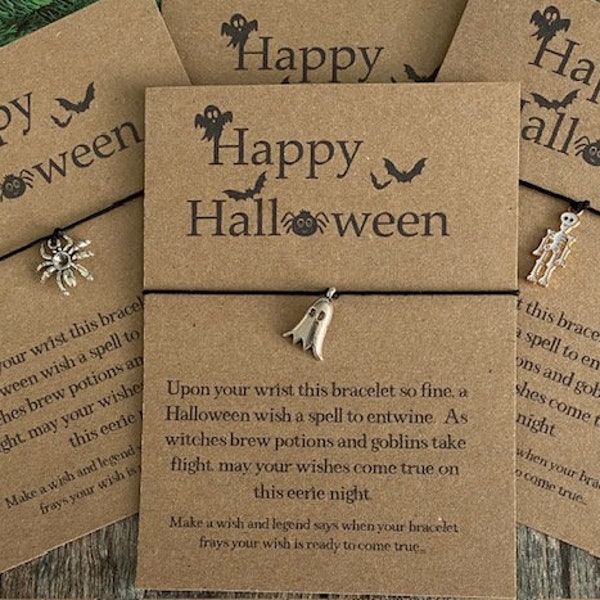 Halloween Wish Card & Bracelet Halloween Jewellery, Halloween Gift, Pumpkin Bracelet Halloween Wish Bracelet Trick or Treat Gift