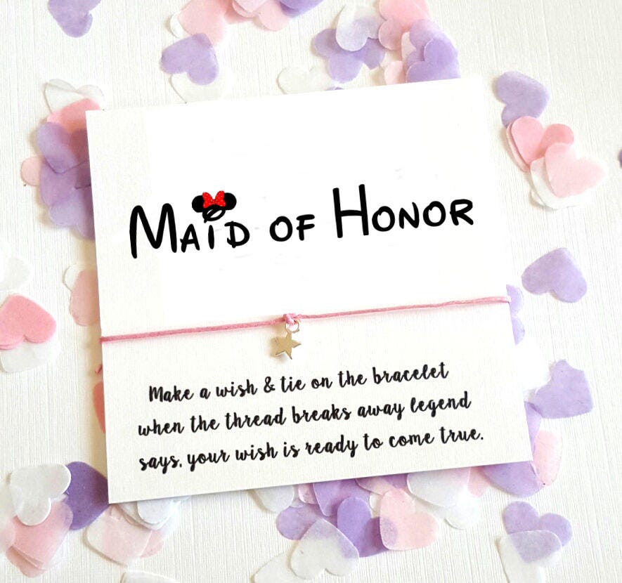 Disney Maid of Honor Wedding Wish Card String Star Charm Etsy