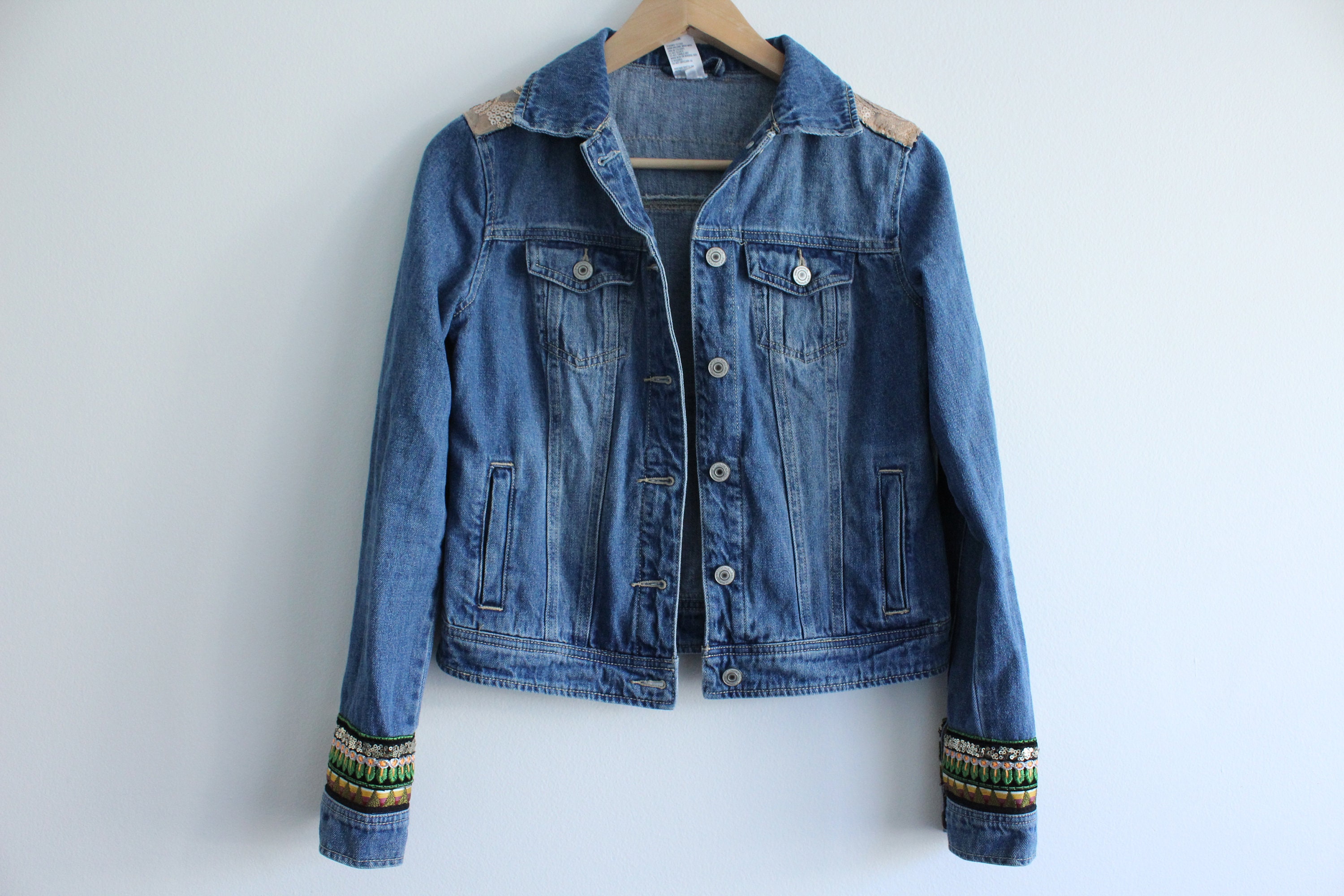 Embellished Gypsy Denim Jacket, Embroidered Jean Jacket
