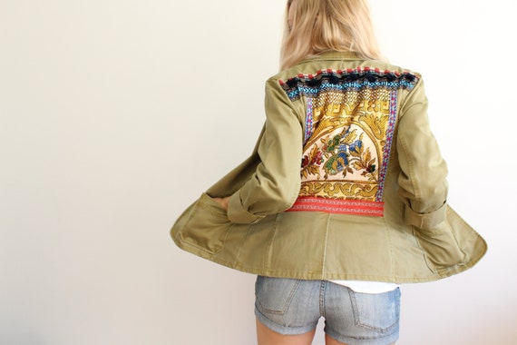 khaki embroidered jacket