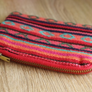 Aymara Boho Coin Purse, zipper coin purse, metal zipper purse, coin pouch, upcycled purse, eco friendly purse, woven pouch, zipper bag