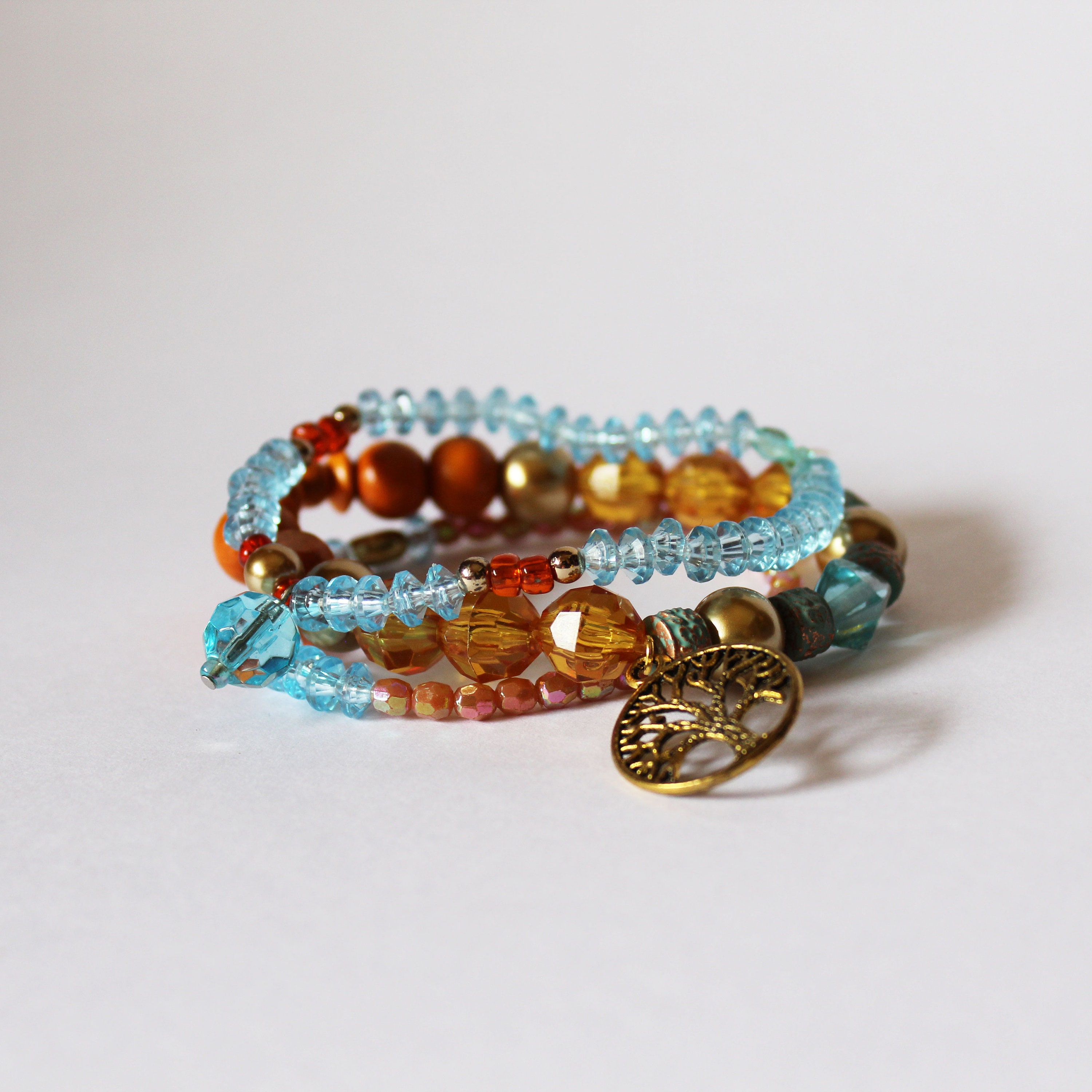 Beaded Bracelet Stack Tree of Life Stretch Bracelets - Etsy