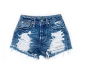 Denim Shorts - High Waisted Cutoffs Denim Cheeky - All Sizes xs s m l xl xxl - Random Brand - Distressed