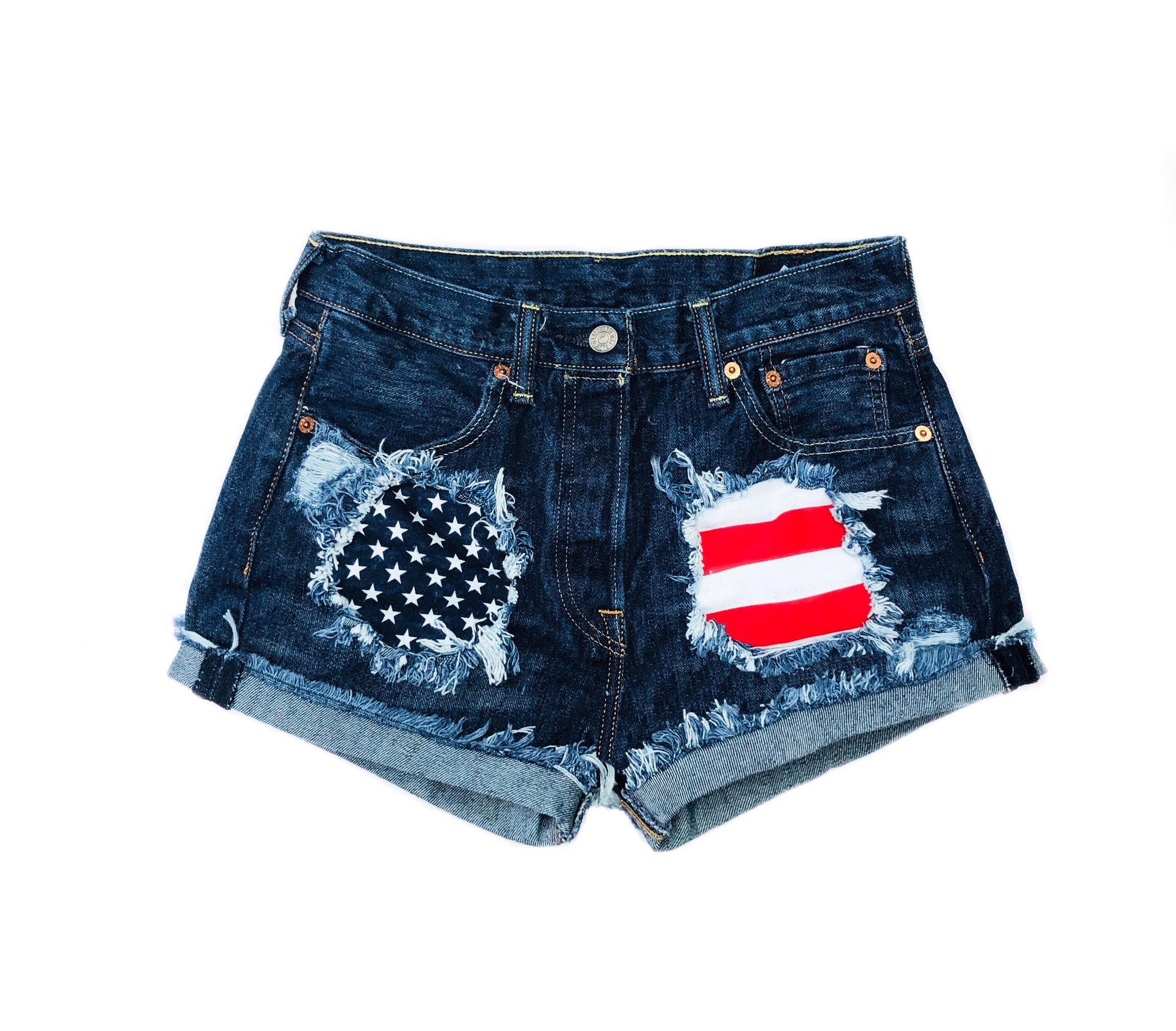 American flag shorts Levis High waisted Denim Shorts Etsy