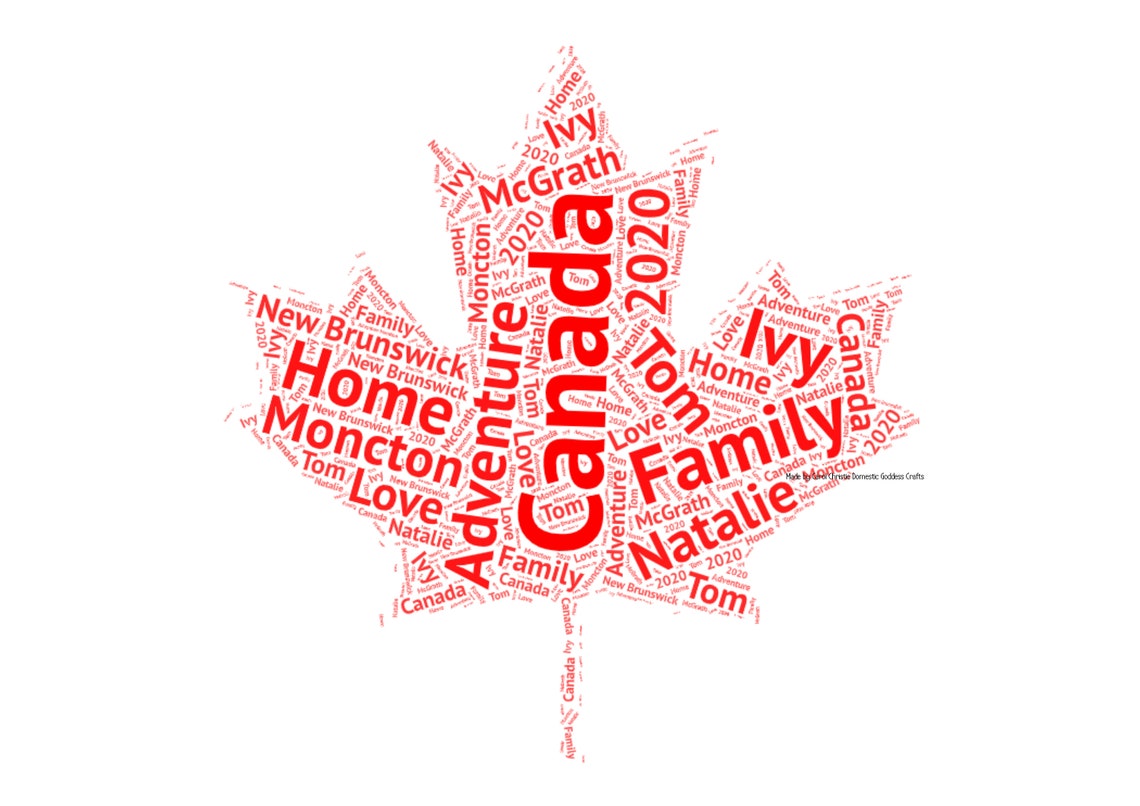 Maple Leaf Print Canada Word Art Personalised Canadian Gift  Etsy