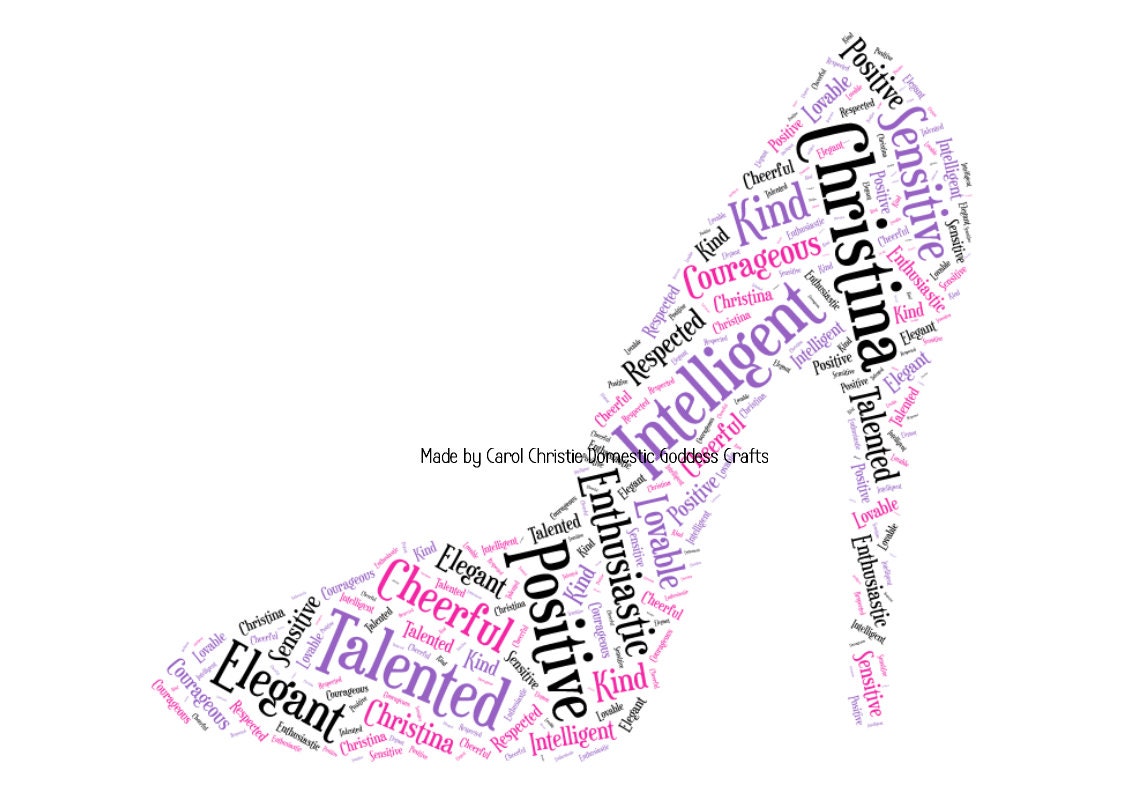 Shoe Word Art Personalised Shoe Print Shoe Word Collage Etsy