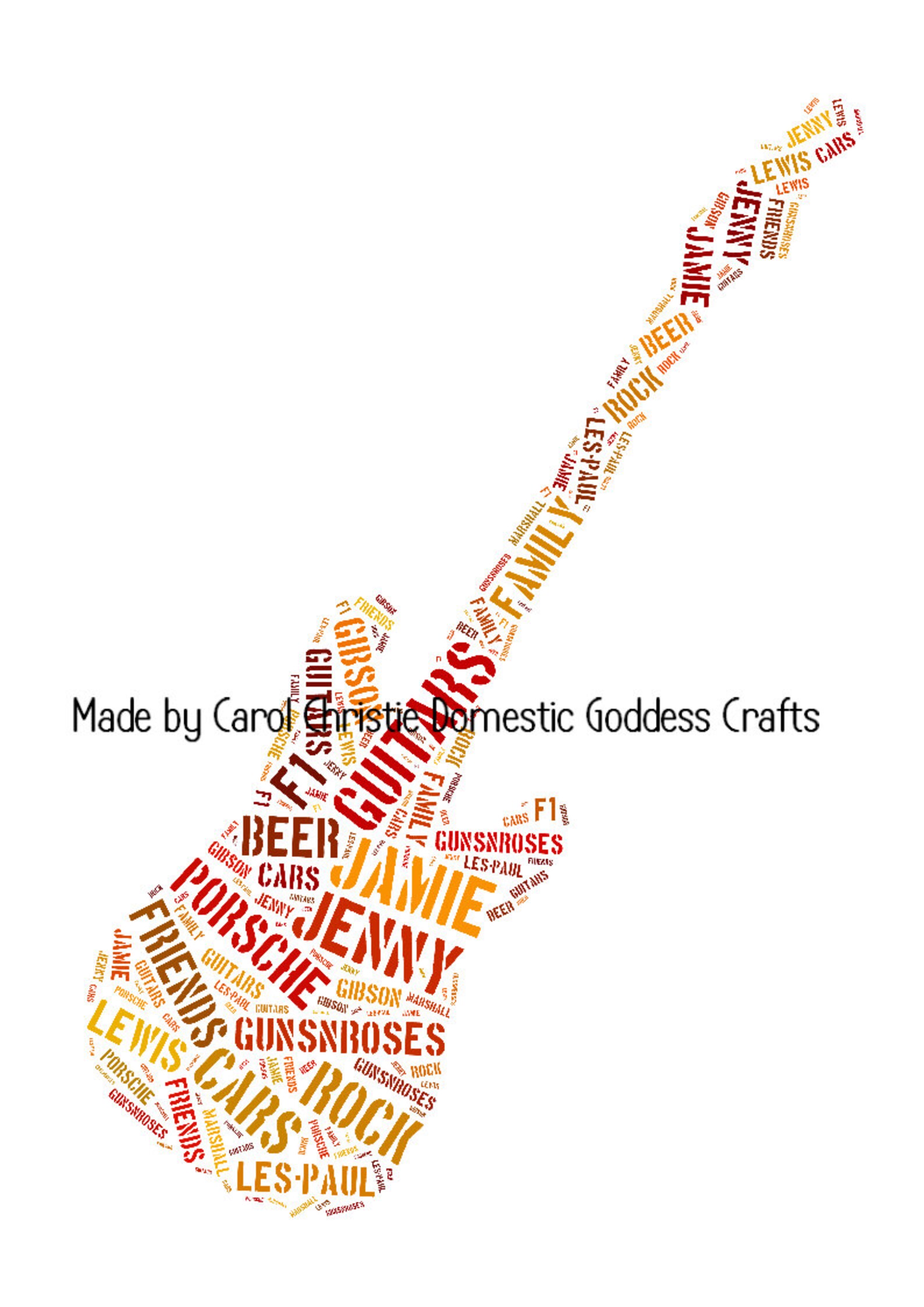 Guitar Word Art Personalised Rock Guitar Guitar Word Cloud Etsy