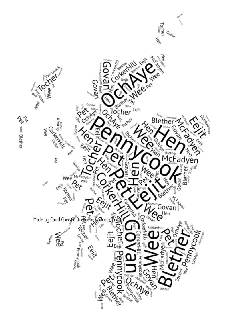 Map of Scotland Word Art Scotland Map Map of Scotland - Etsy