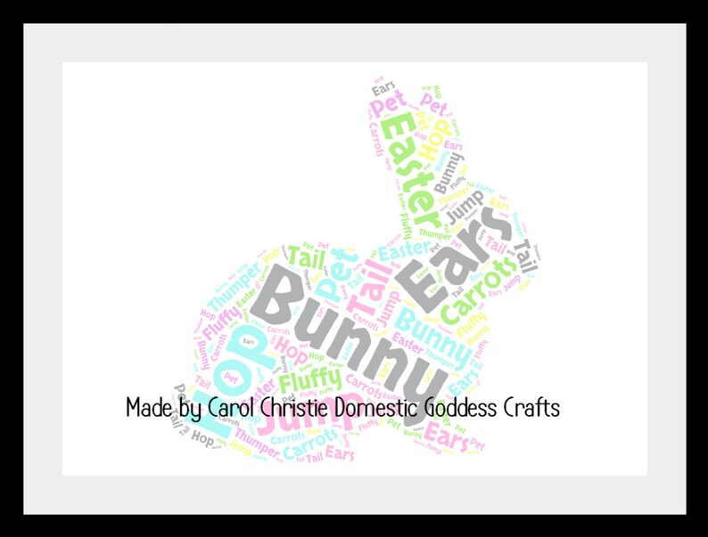 Personalised Bunny Print Bunny Word Art Rabbit Word Art Etsy