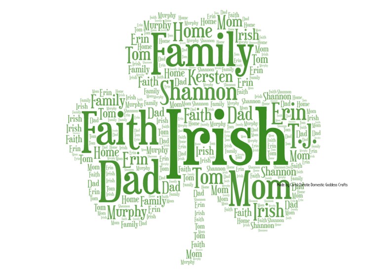 Impresión personalizada de Shamrock, Arte de palabras Shamrock, Shamrock Word Cloud, Arte de palabras irlandesa, Nube de palabras irlandesas, Regalo del Día de San Patricio, Regalo de buena suerte. imagen 9