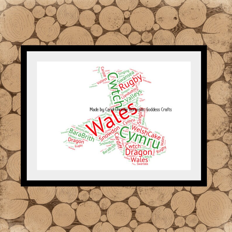 Map of Wales Map of Wales Word Art Welsh Word Collage Welsh Etsy