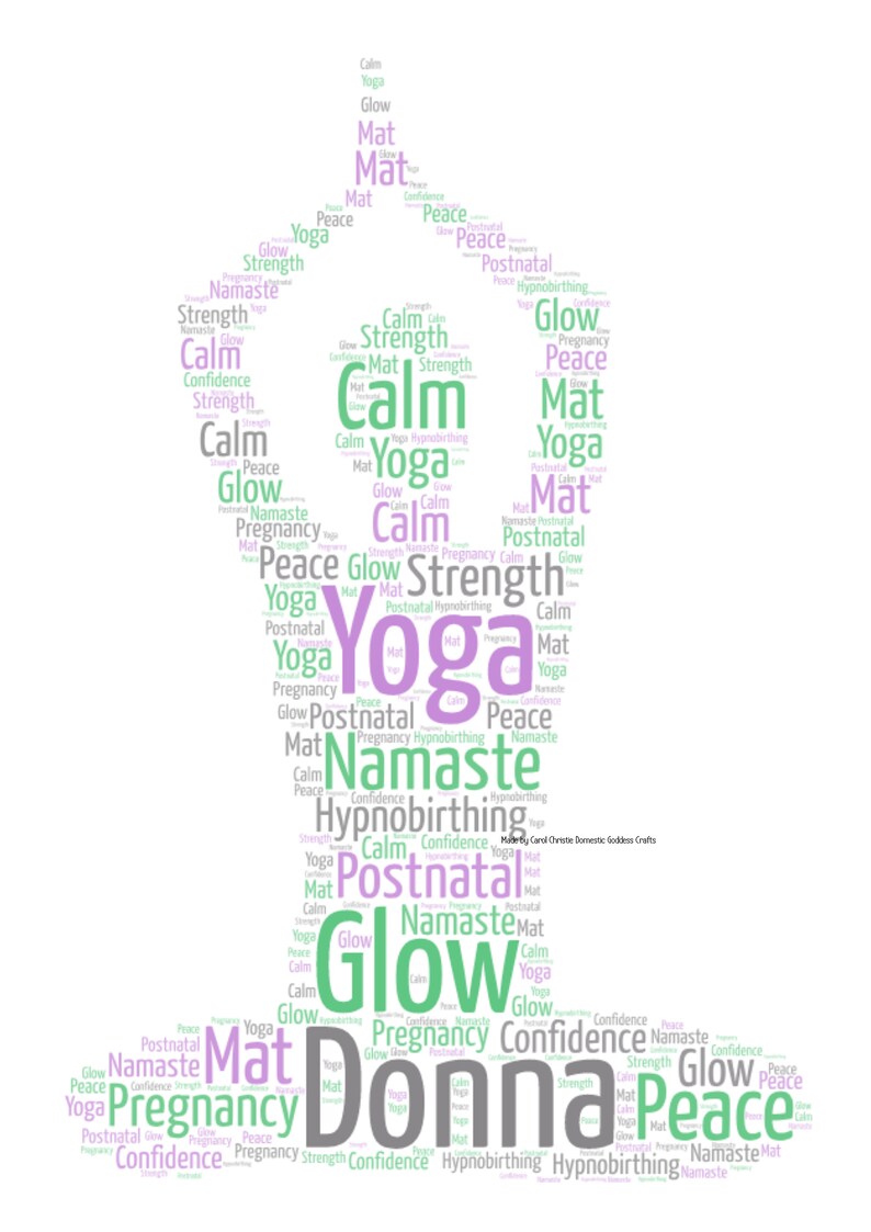 Yoga Print, Yoga Word Collage, Yoga Word Art, Yoga Themed Gift, Yoga