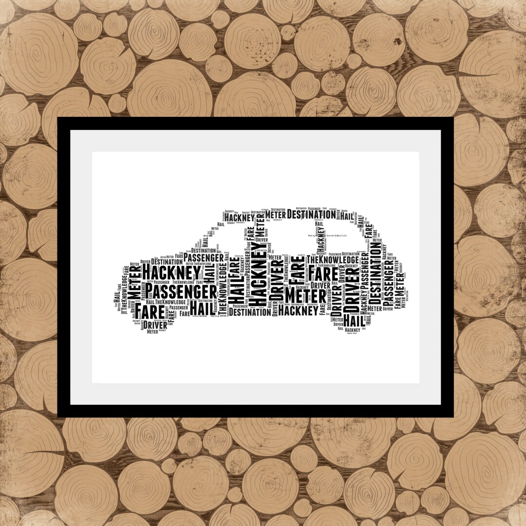 Taxi Print, Black Taxi Wordle, the Knowledge Gift, Gift for Taxi Driver ...