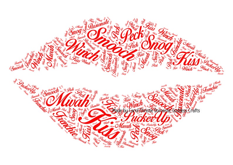 Lips Print, MUA Gift, Personalised Lips Print, Lips Word Art, Lips Word Collage, Lips Word Cloud