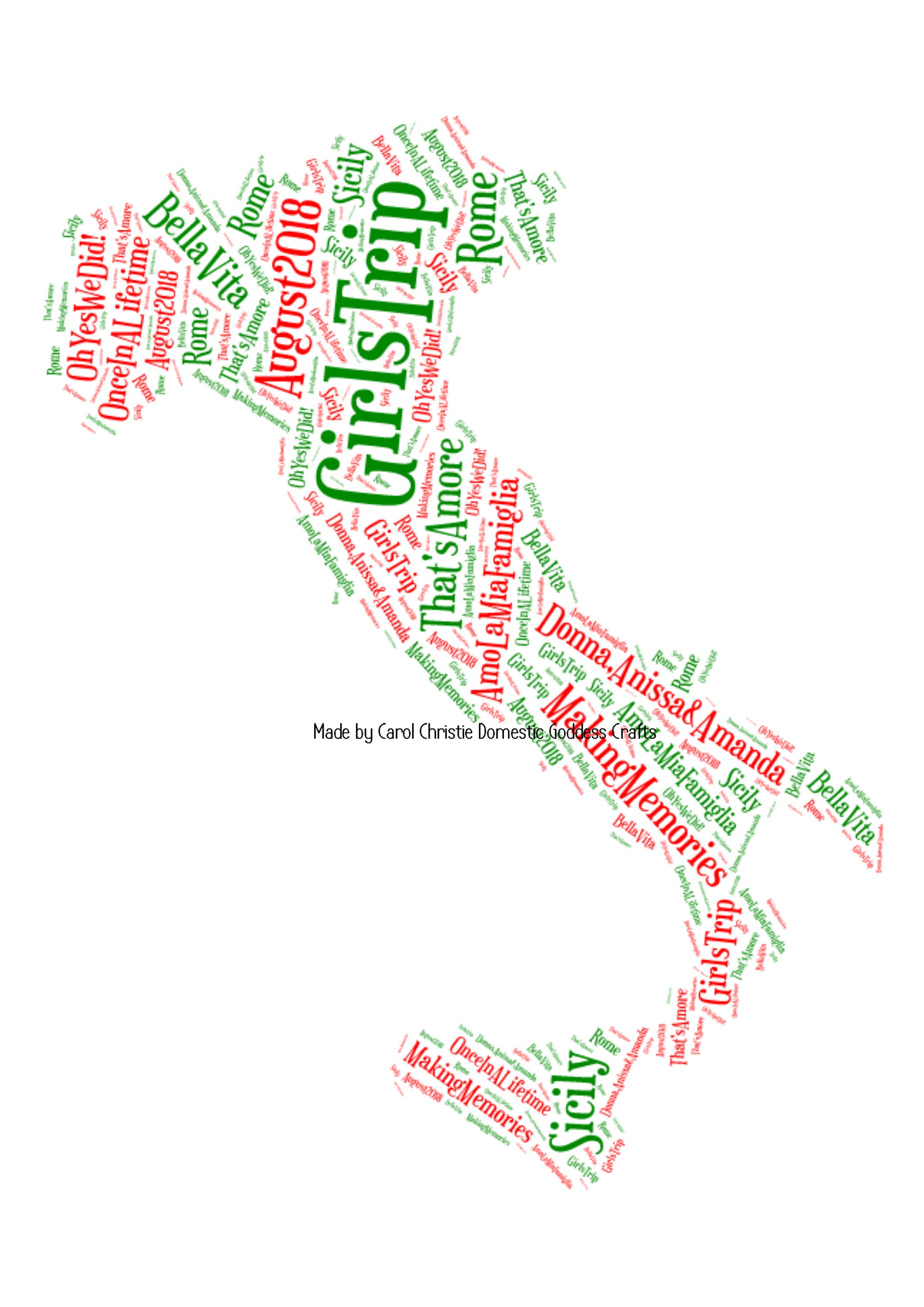 Map Of Italy Print Italy Word Art Personalised Italian Map | Etsy