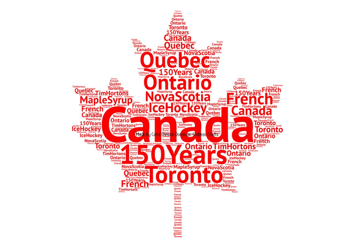Maple Leaf Print Canada Word Art Personalised Canadian Gift  Etsy