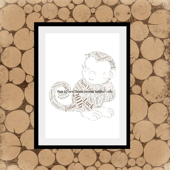 Personalisierte Affe Druck Chinesische Neujahr Wortkunst Etsy