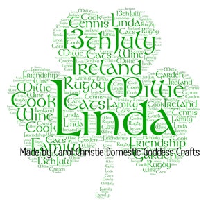 Impresión personalizada de Shamrock, Arte de palabras Shamrock, Shamrock Word Cloud, Arte de palabras irlandesa, Nube de palabras irlandesas, Regalo del Día de San Patricio, Regalo de buena suerte. imagen 6