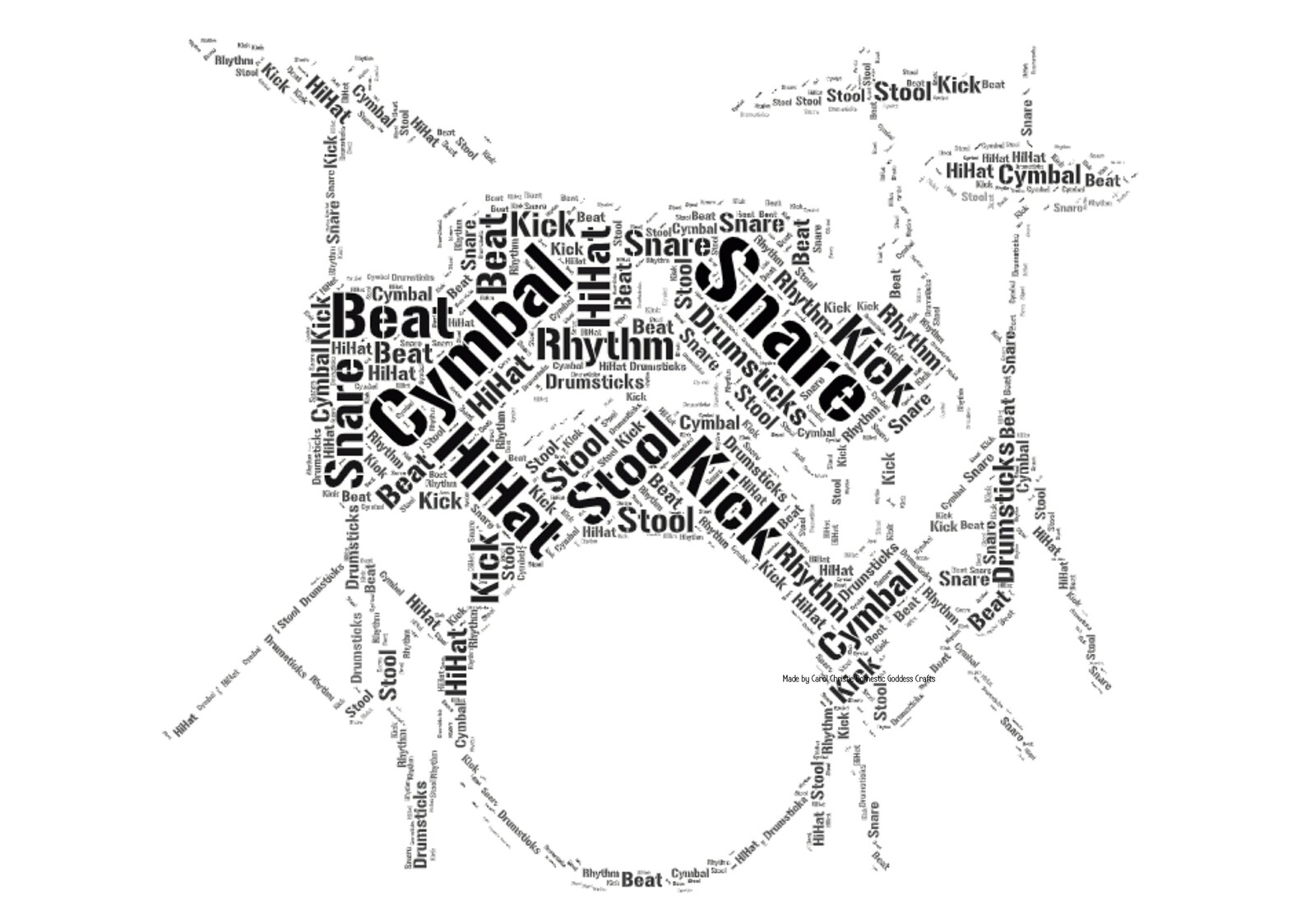 Drummer Gift Drum Kit Print Drum Kit Wordle Drum Kit Word Etsy