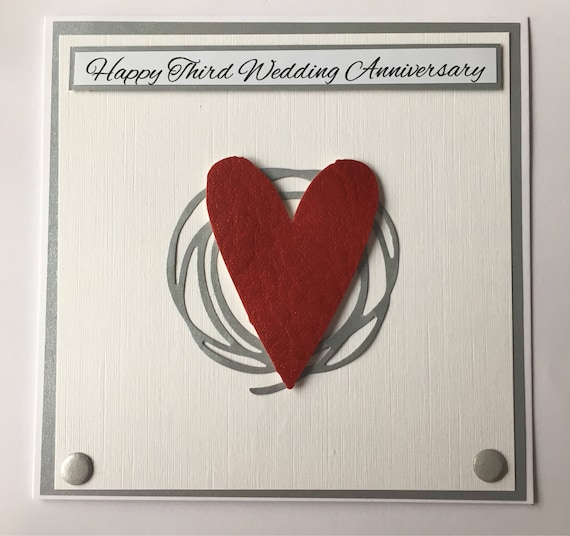 third wedding anniversary card vegan leather anniversary