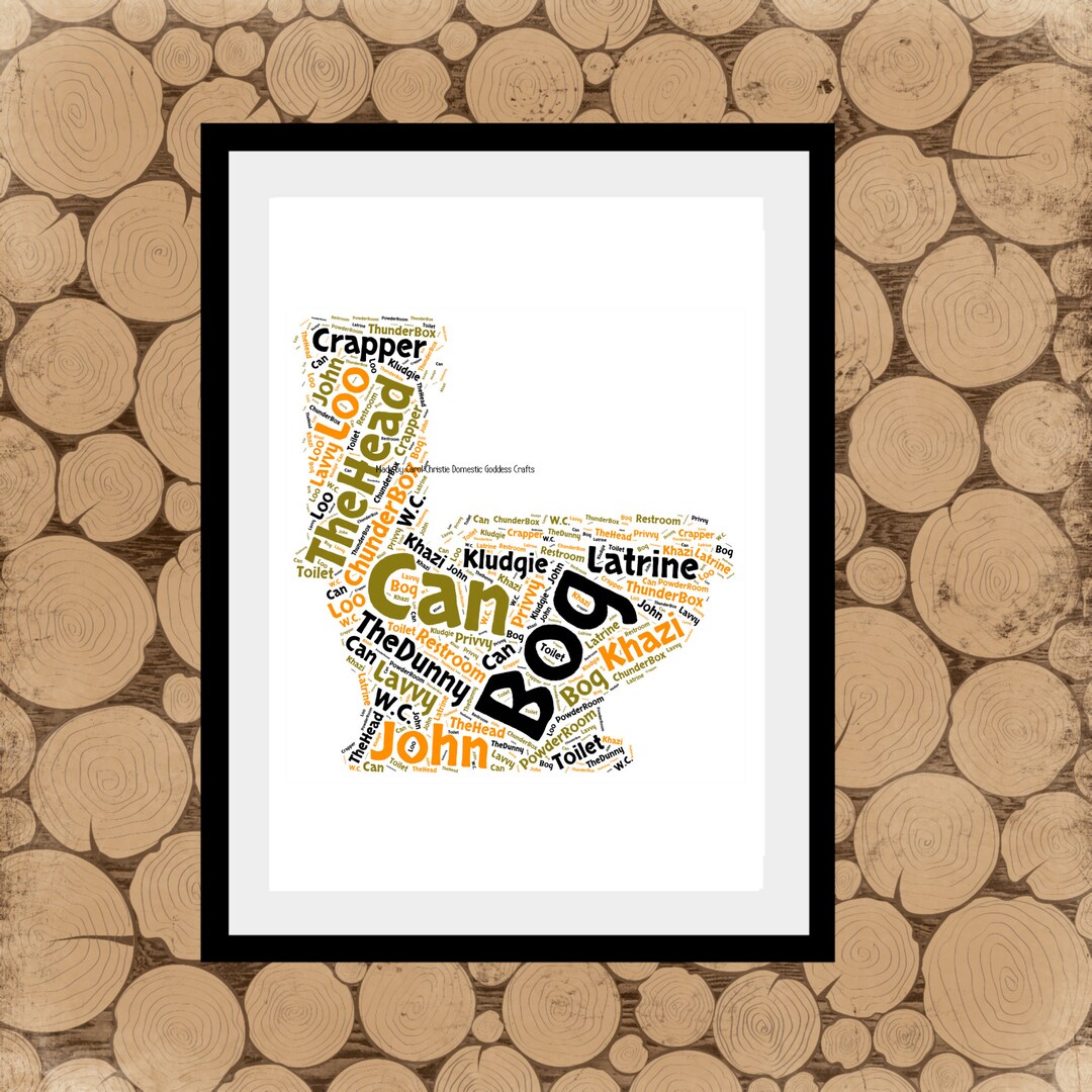 Toilet Word Art, Toilet Decor, Print for Toilet, Toilet Word Collage, Personalised Toilet Print