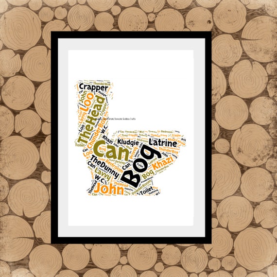Toilet Word Art Toilet Decor Print For Toilet Toilet Word Etsy