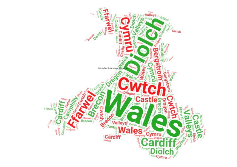 Map of Wales Map of Wales Word Art Welsh Word Collage Welsh Etsy UK