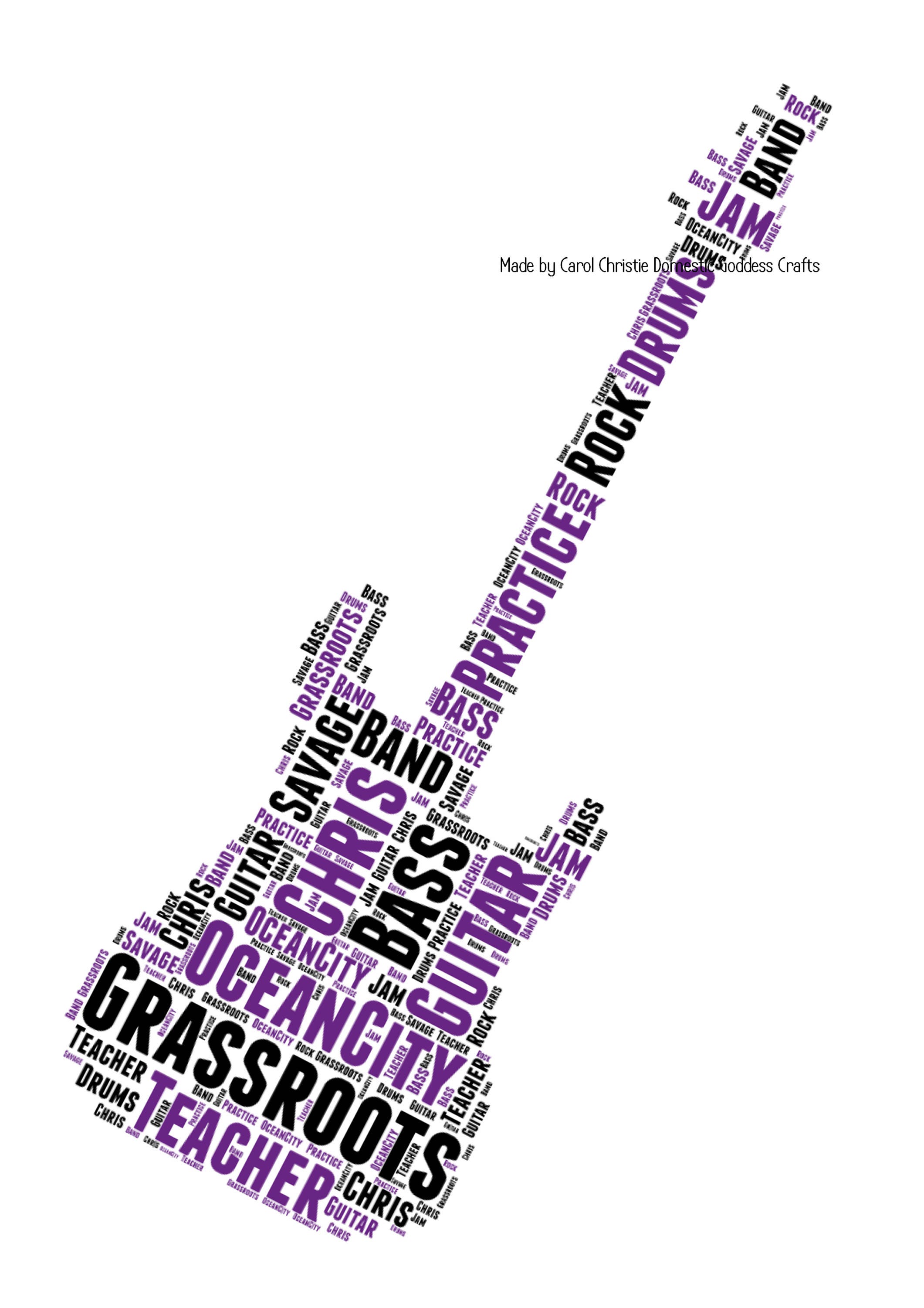 Guitar Word Art Personalised Rock Guitar Guitar Word Cloud Etsy