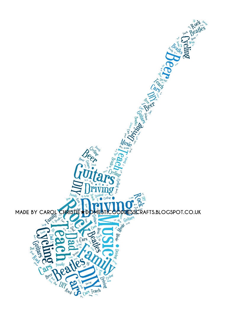 Personalised Guitar Print Guitar Word Collage Guitar Word Etsy UK