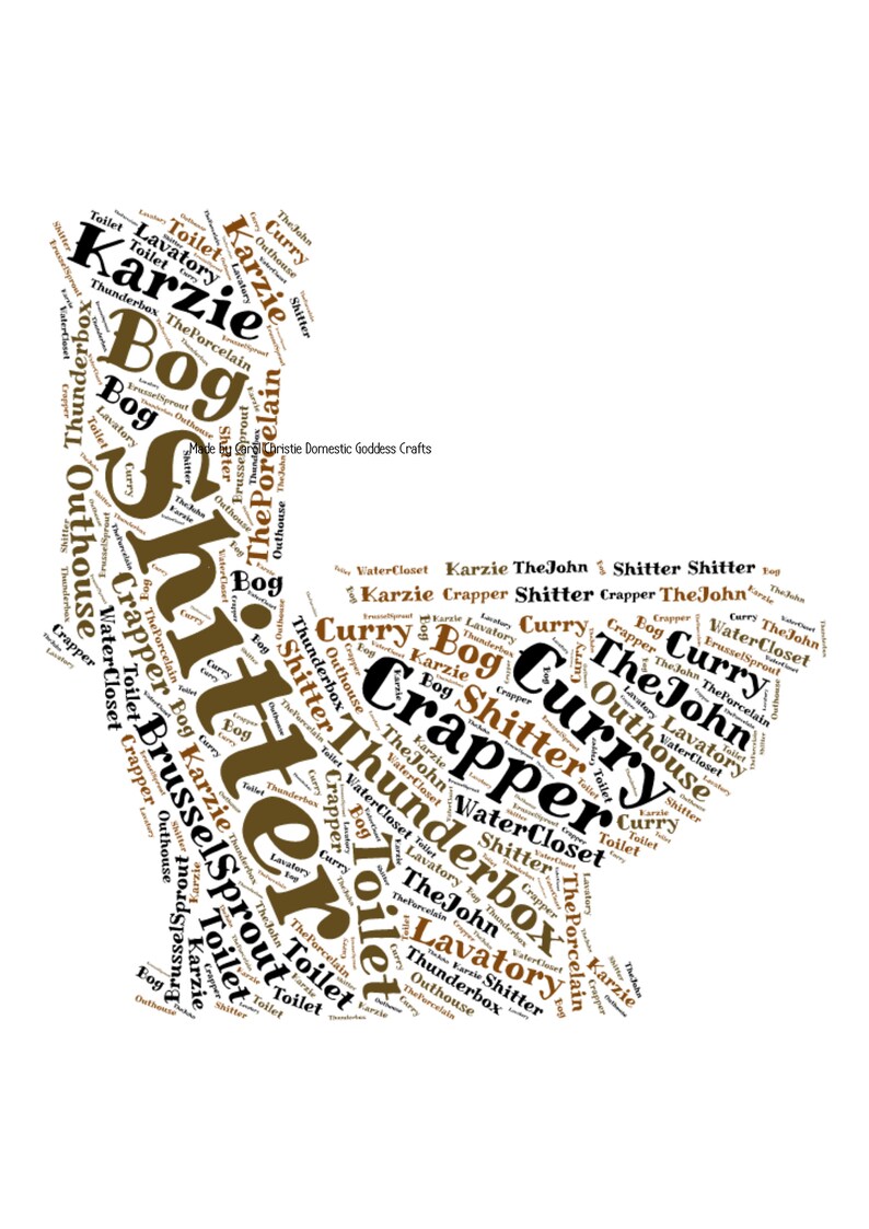 Toilet Word Art Toilet Decor Print for Toilet Toilet Word Etsy