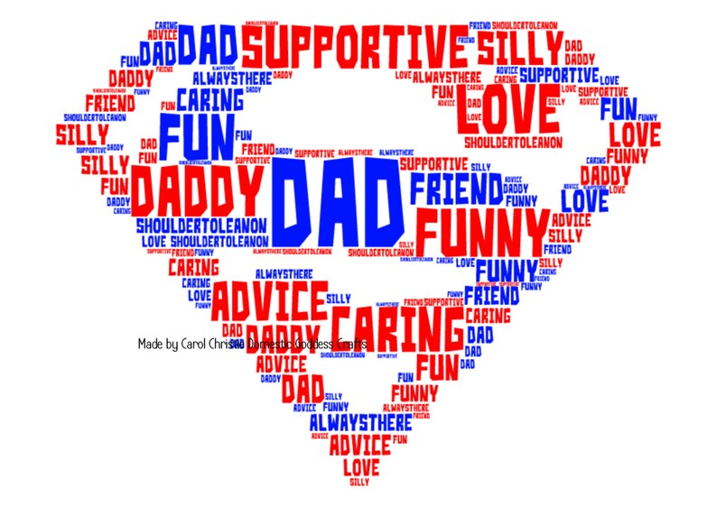 Dad Word Art Personalised Dad Print Dad Word Cloud Dad Word Etsy