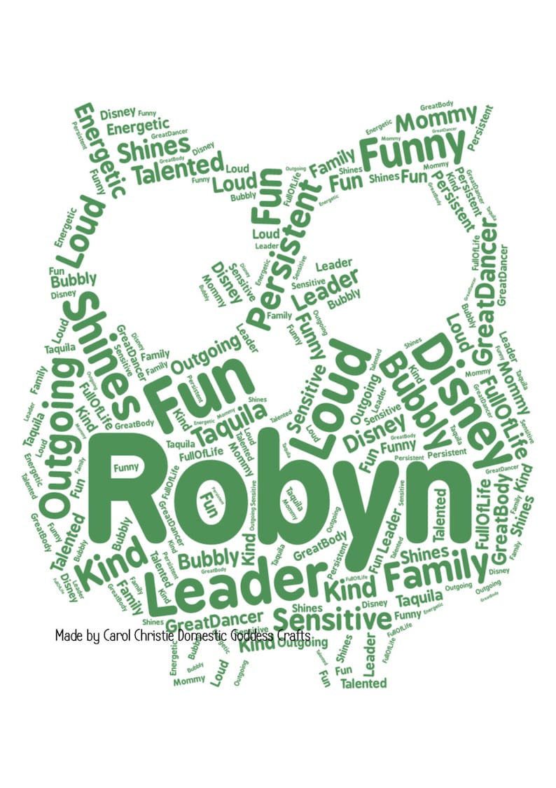 Owl Word Art Personalised Owl Print Owl Word Cloud Etsy