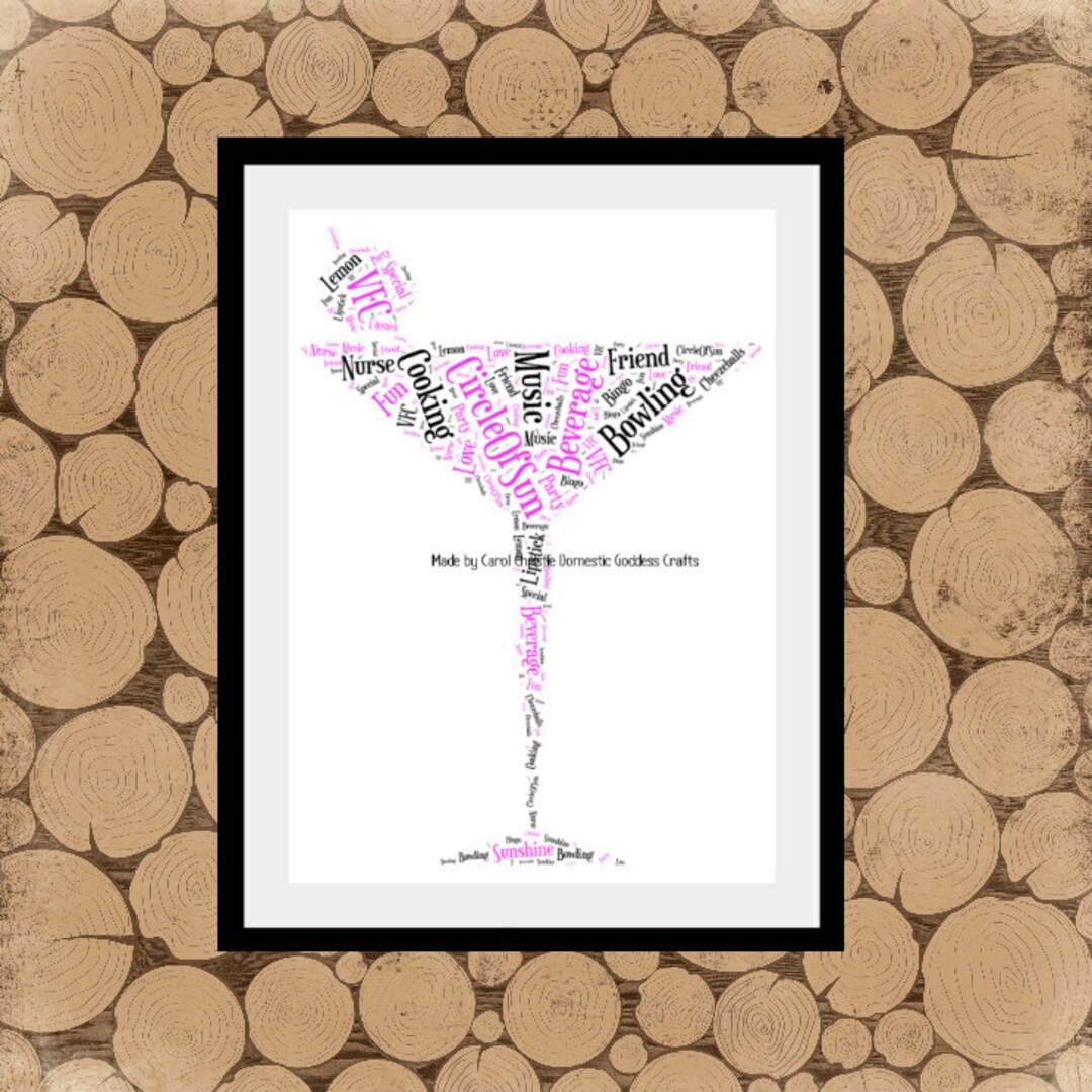Personalised Martini Print Martini Word Art Cocktail Word Etsy
