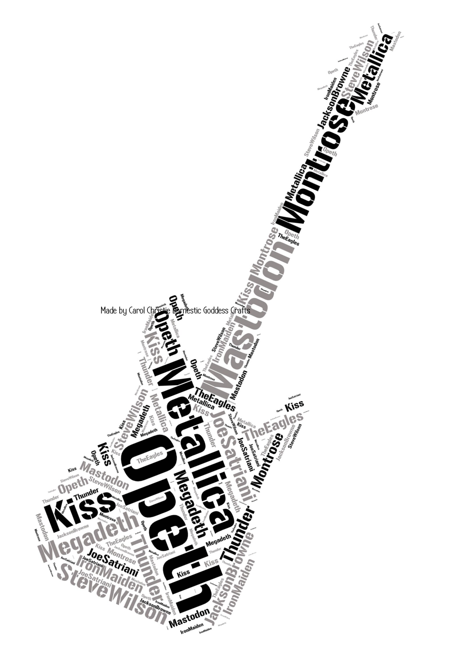 Personalised Guitar Print Guitar Word Collage Guitar Word Etsy