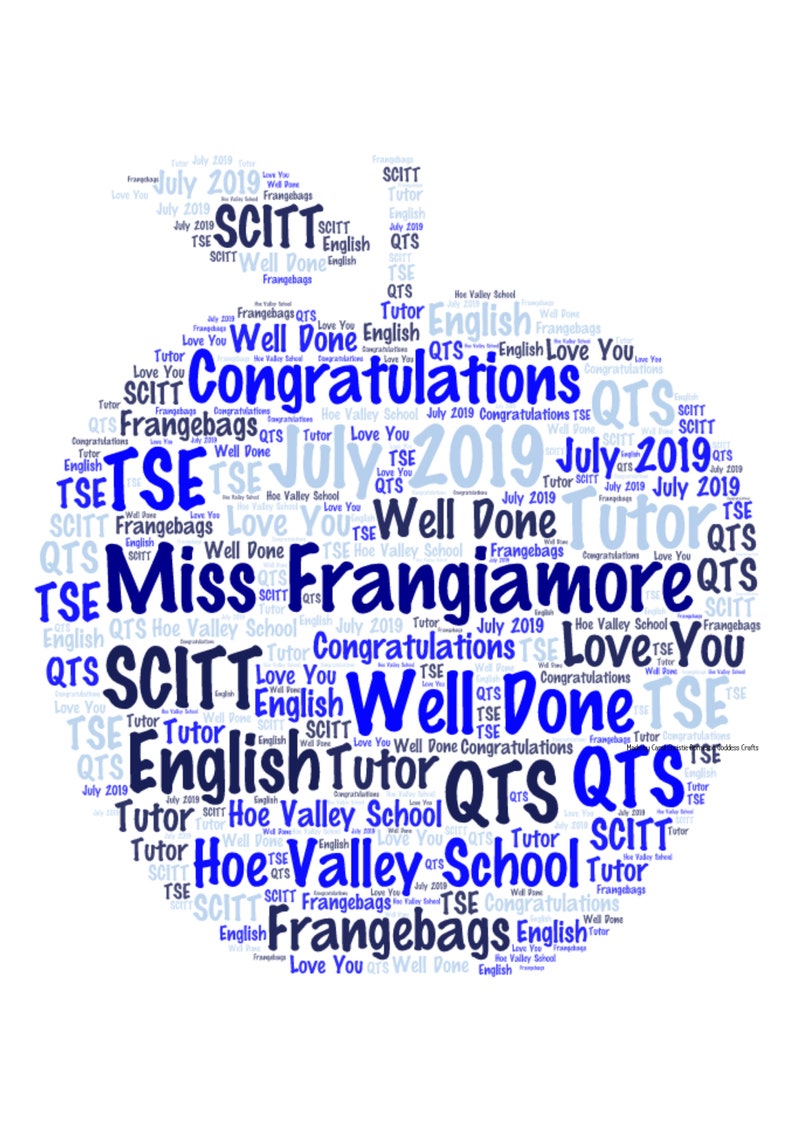 Gift for Teacher Apple Wordle Apple Word Cloud End of Term  Etsy