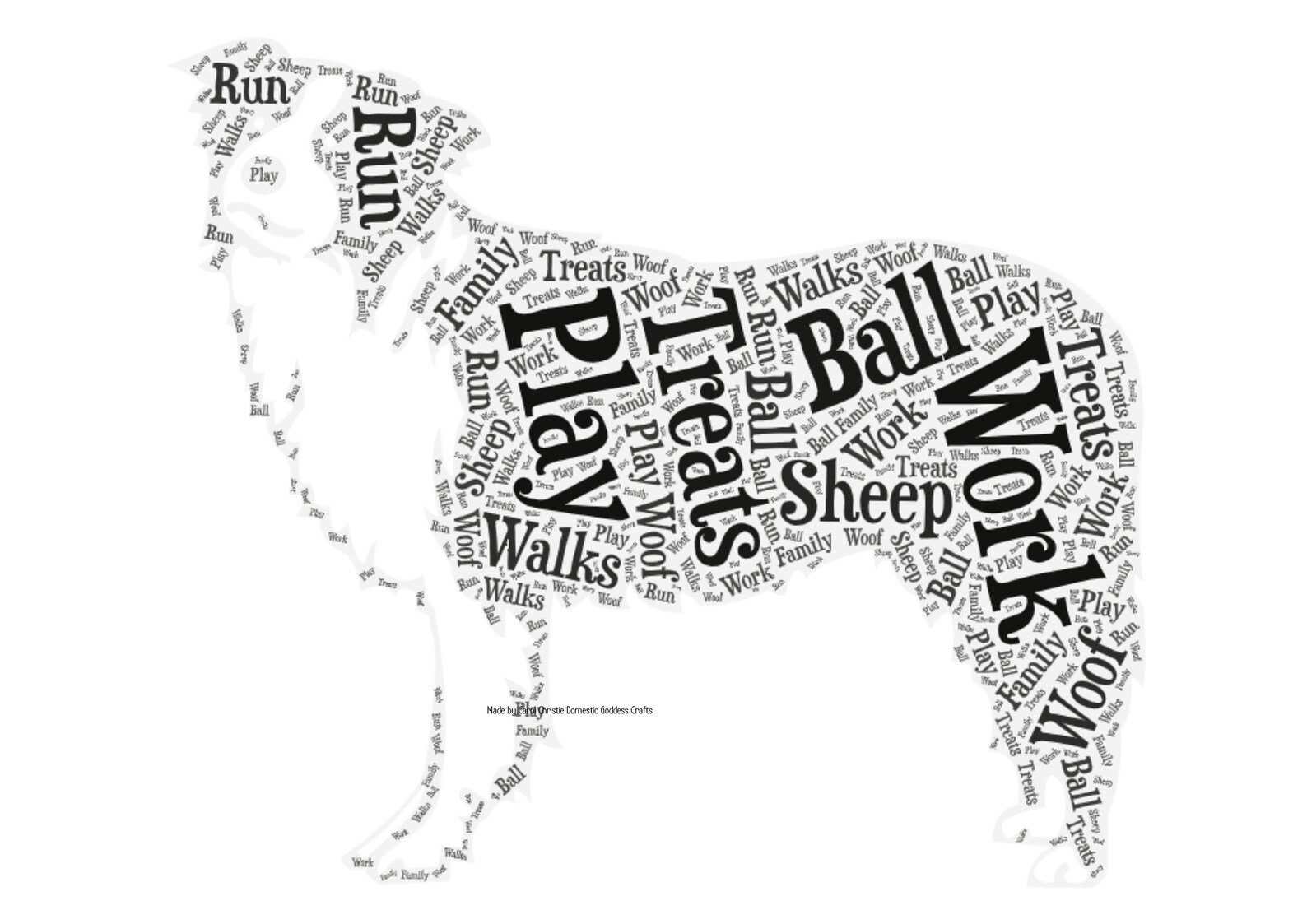 Border Collie Print Border Collie Wordle Collie Word Etsy