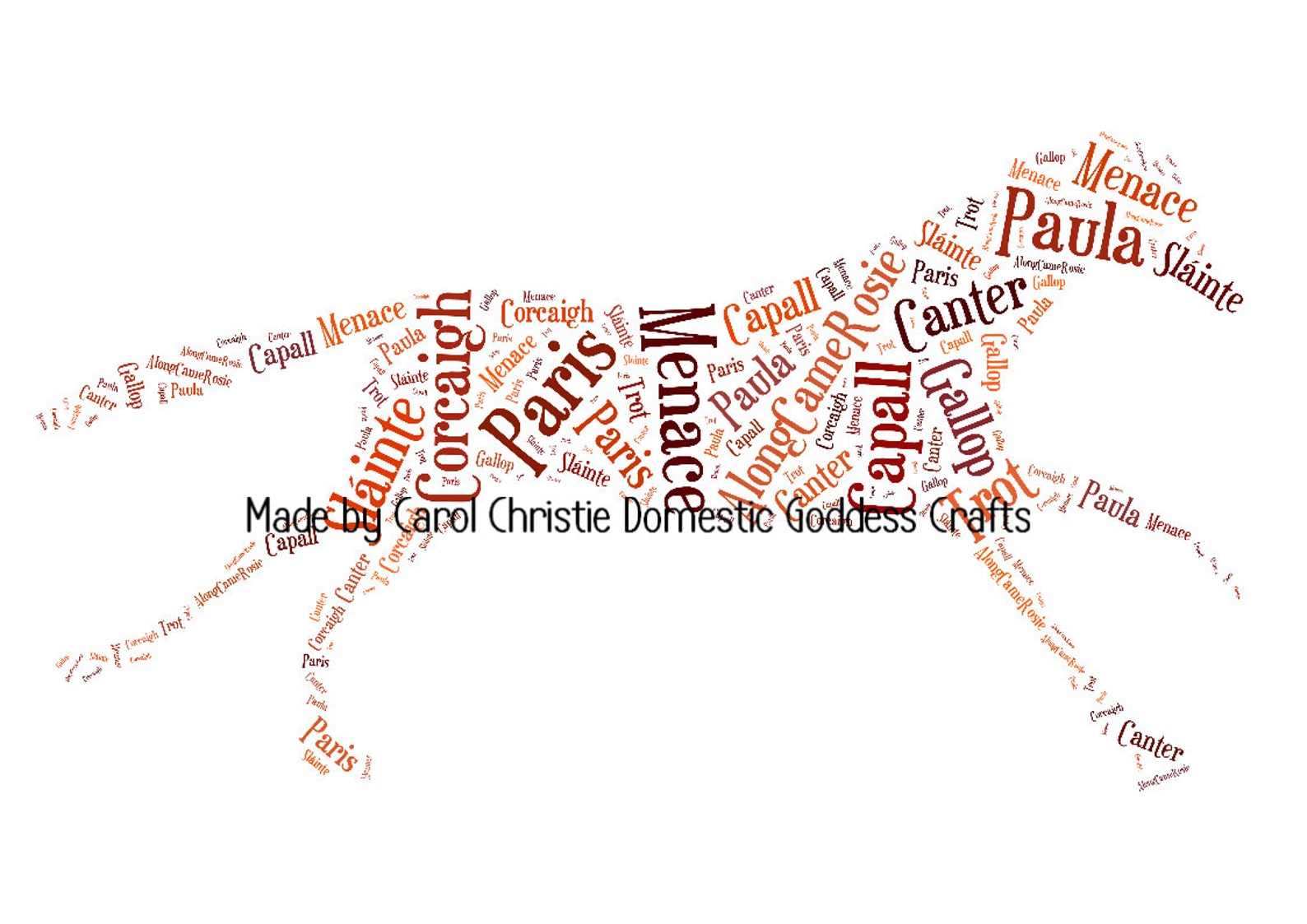 Personalised Horse Print Horse Word Art Horse Word Collage Etsy