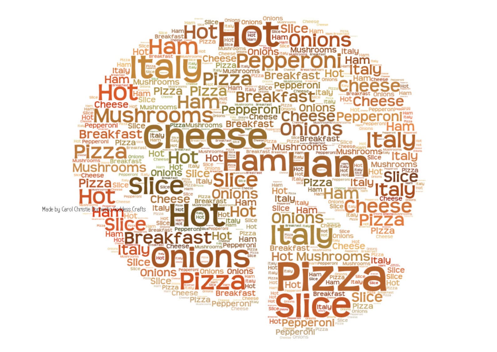 Personalised Pizza Print Pizza Word Cloud Pizza Word Etsy
