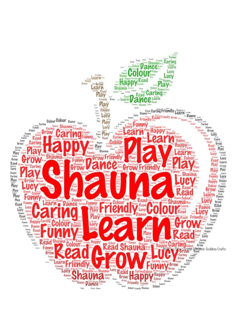 Gift for Teacher Apple Wordle Apple Word Cloud End of Term  Etsy